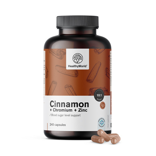 Cimet kapsule s kromom i cinkom za optimalnu razinu šećera u krvi.