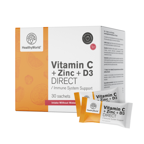 Vitamin C 500 + Cink + D3 DIRECT s okusom jabuke