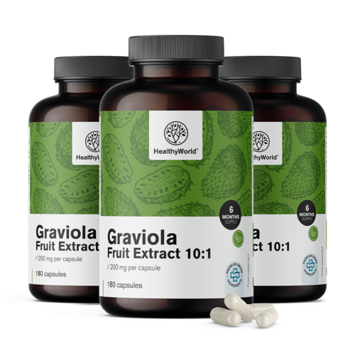3x Graviola 200 mg - ekstrakt 10:1, ukupno 540 kapsula