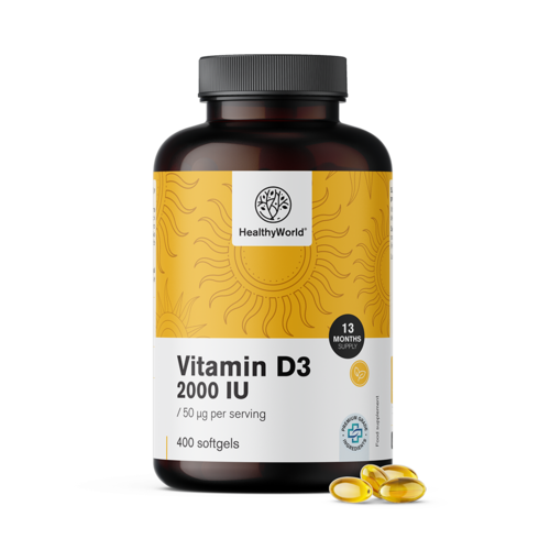 Vitamin D3 2000 IU, 400 mekih kapsula