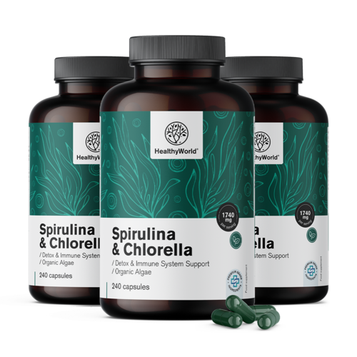 3x Spirulina i chlorella 1740 mg, ukupno 720 kapsula