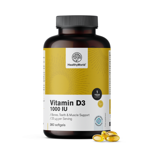 Vitamin D3 1000 IU, 360 mekih kapsula