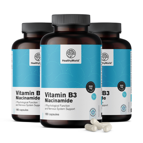 3x Vitamin B3 500 mg – niacinamid, ukupno 540 kapsula