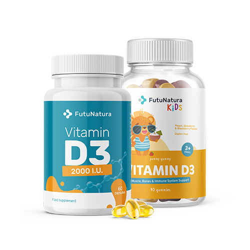 Vitamin D3 Family pack, 60 kapsula + 90 gumenih bombona