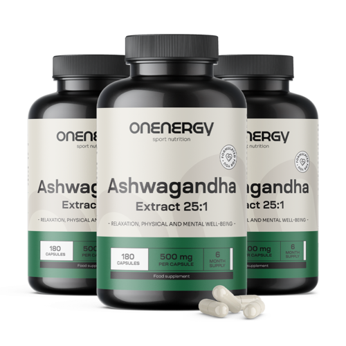 3x Ashwagandha 500 mg – ekstrakt 25:1, ukupno 540 kapsula