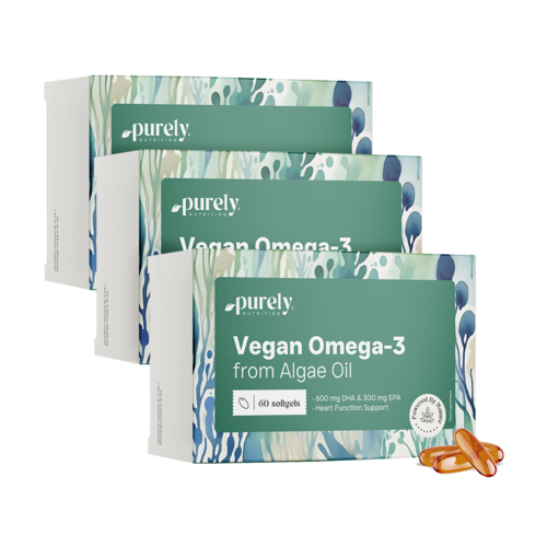 3x Veganska omega-3 1100 mg – iz algi, ukupno 180 mekih kapsula