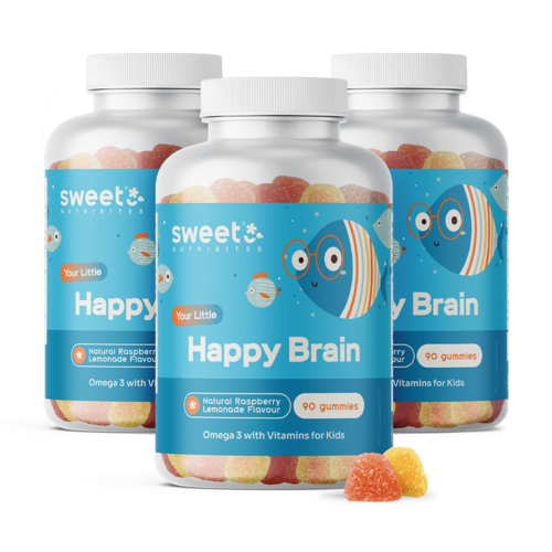3x Happy Brain – gumeni bomboni za djecu s omega-3 masnim kiselinama, ukupno 270 gumenih bombona